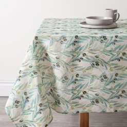 Harman Printed 'Mixed Olive' Linen Tablecloth (60x120")