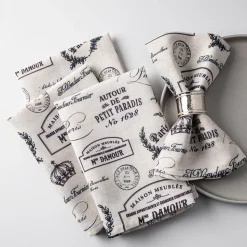 Harman Printed 'Paris Passport' Linen Napkin - Set of 4 (Natural)
