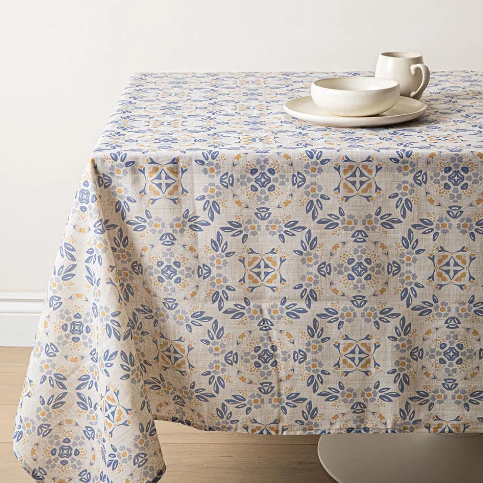 Harman Printed 'Spring Tile' Linen Tablecloth 60x120"