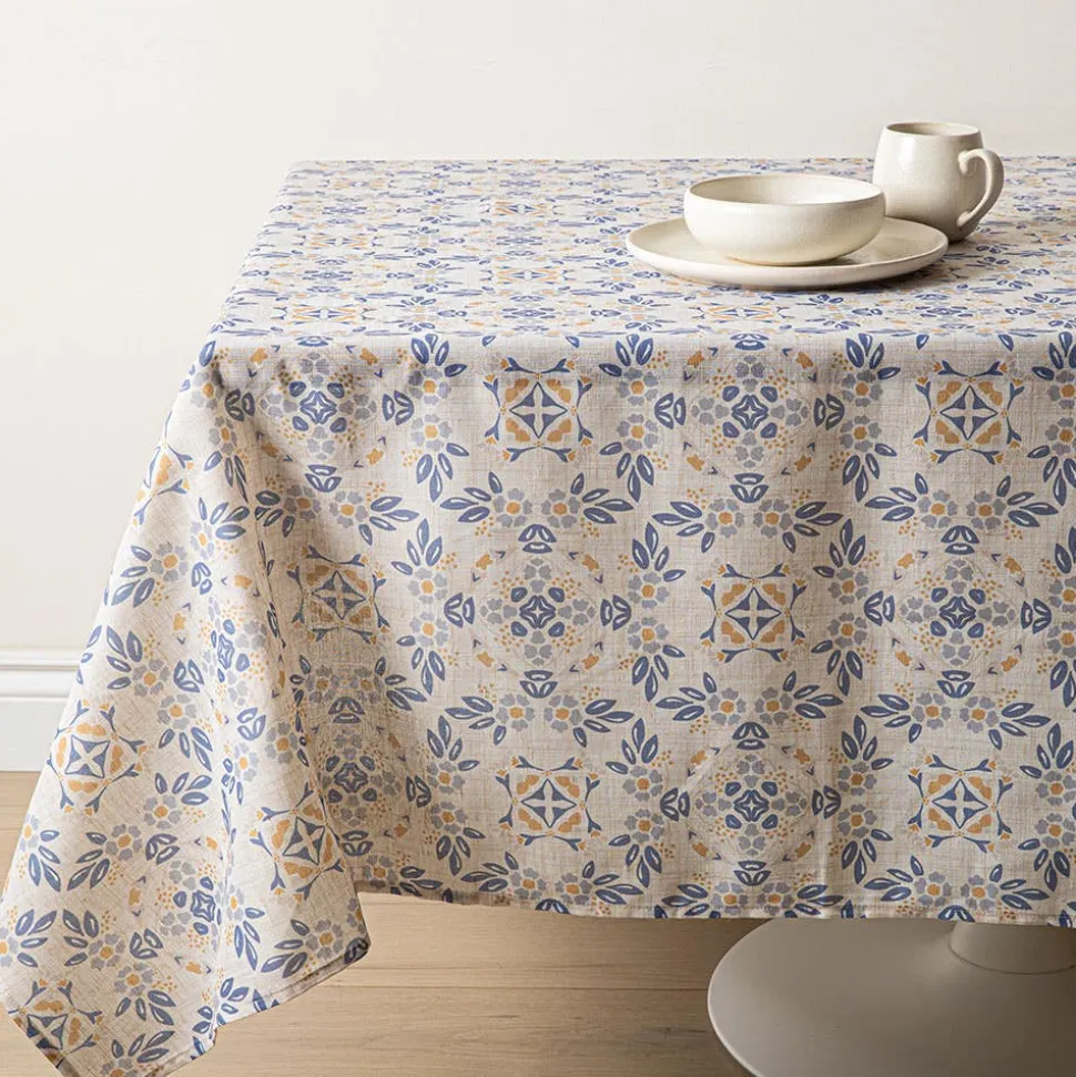 Harman Printed 'Spring Tile' Linen Tablecloth 60x90"