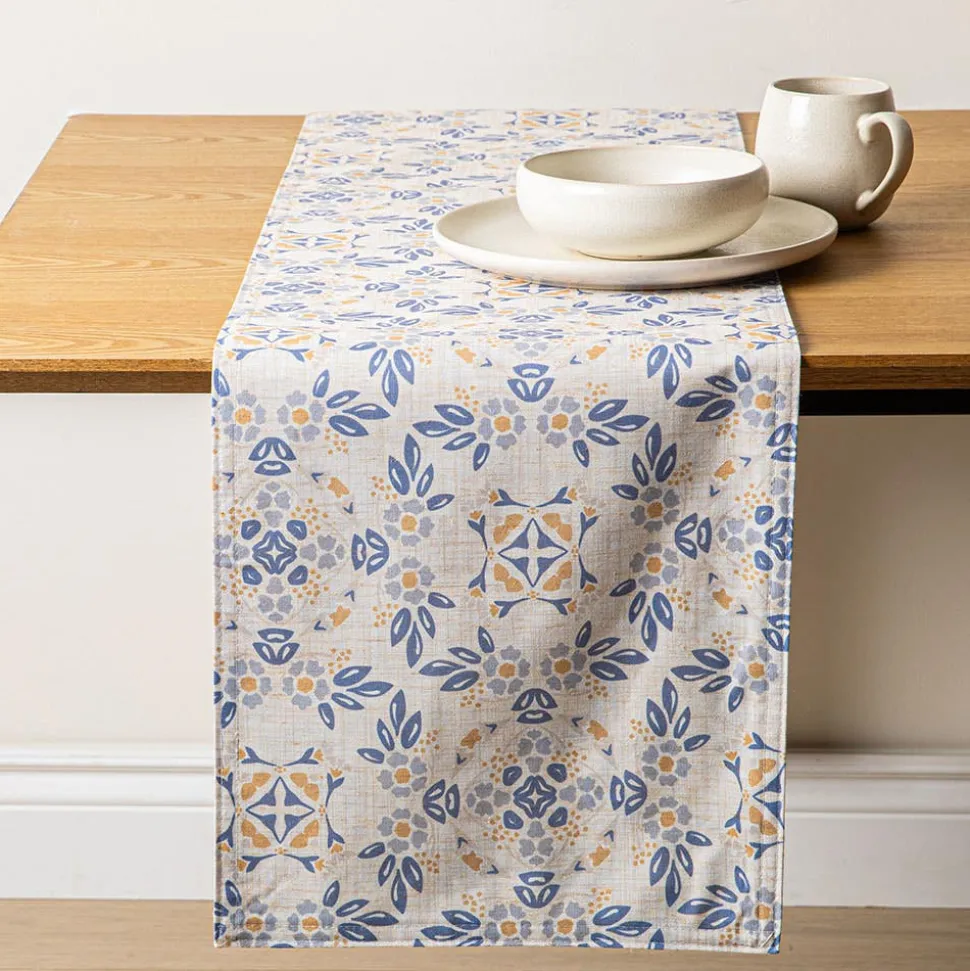 Harman Printed 'Spring Tile' Linen Table Runner