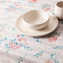 Harman Printed 'Stripe Floral' Linen Tablecloth 60x90"