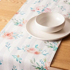 Harman Printed 'Stripe Floral' Linen Table Runner