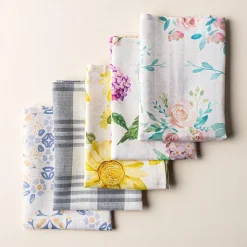 Harman Printed 'Stripe Floral' Linen Napkin - Set of 4