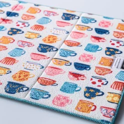 Harman Printed 'Tea Cups' Microfibre Dish Drying Mat