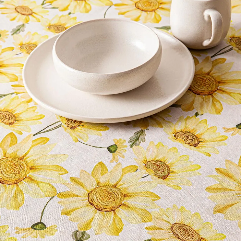 Harman Printed 'Watercolour Sunflower' Linen Tablecloth 70" dia.