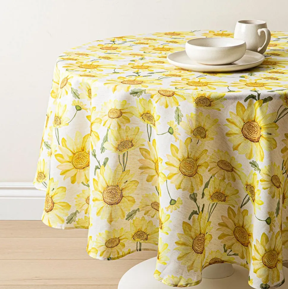 Harman Printed 'Watercolour Sunflower' Linen Tablecloth 70" dia.
