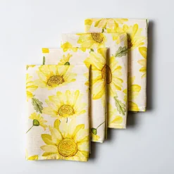 Harman Printed 'Watercolour Sunflower' Linen Napkin - Set of 4