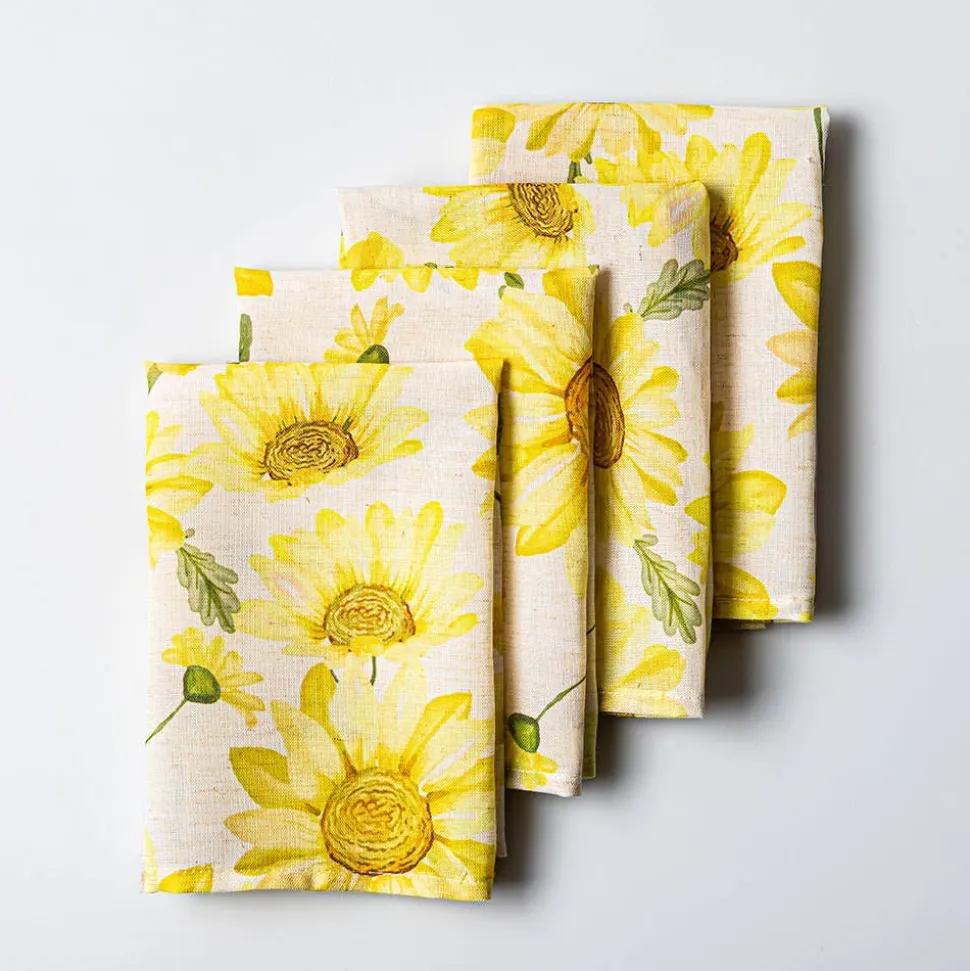 Harman Printed 'Watercolour Sunflower' Linen Napkin - Set of 4