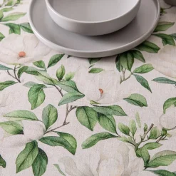 Harman Printed 'White Blossom' Linen Tablecloth (60x120")