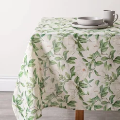 Harman Printed 'White Blossom' Linen Tablecloth (60x120")