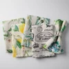 Harman Printed 'White Blossom' Linen Napkin - Set of 4 (Natural)