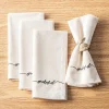 Harman Script 'Grateful' Cotton Napkin - Set of 4 (White)