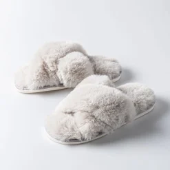 Harman Tahoe 'Criss Cross' Memory Foam Slippers Women (Light Grey)