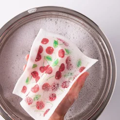 Harman 'Water Colour Cherries' Reusable Sponge Cloth - Set of 10