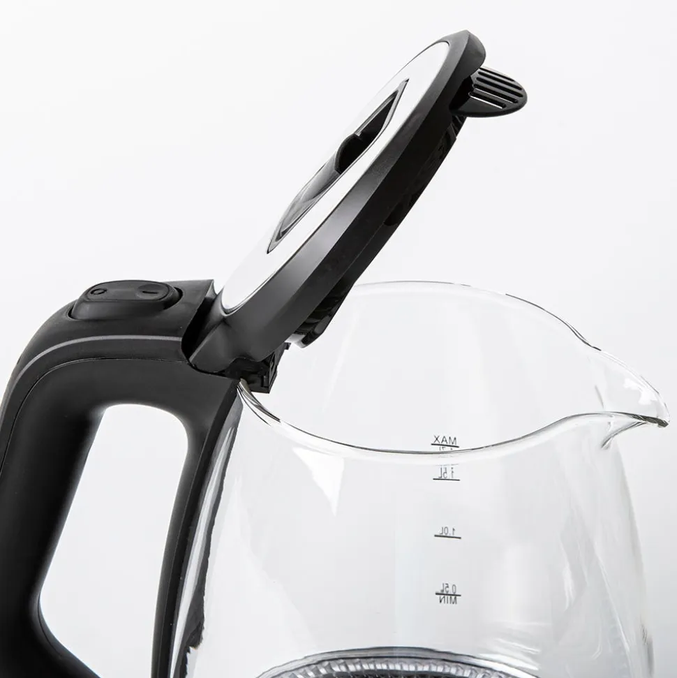 Hauz Illum Cordless Glass Kettle 1.7L (Clear/Brush Stainless Steel)