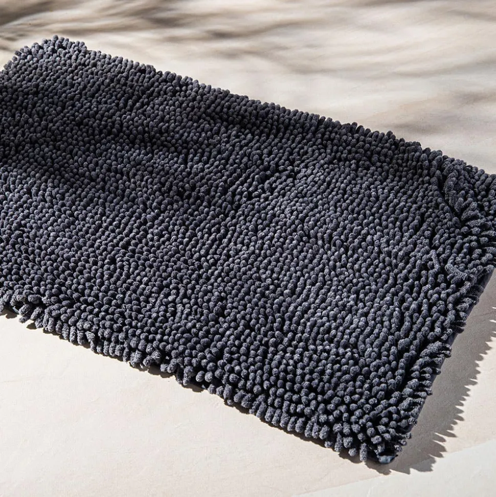 Heritage Home Chenille Noodle Polyester Bathmat 20"x32" (Charcoal)