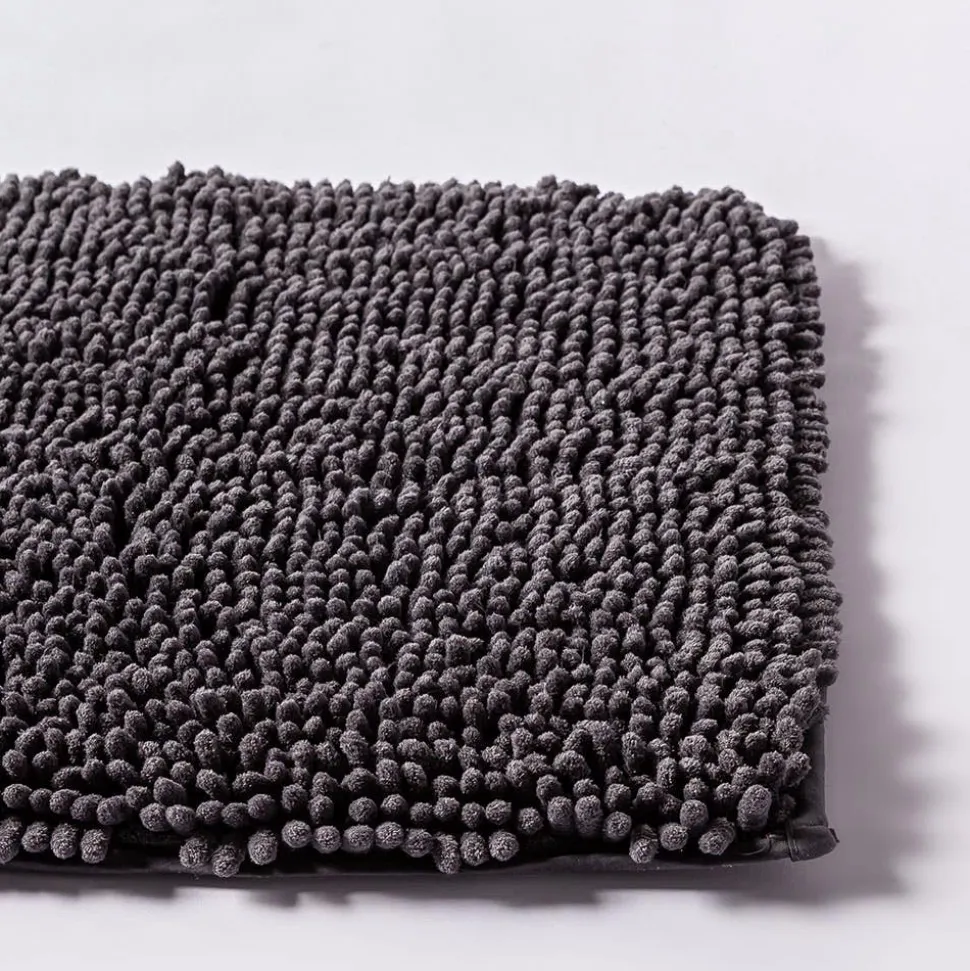 Heritage Home Chenille Noodle Polyester Bathmat 20"x32" (Charcoal)