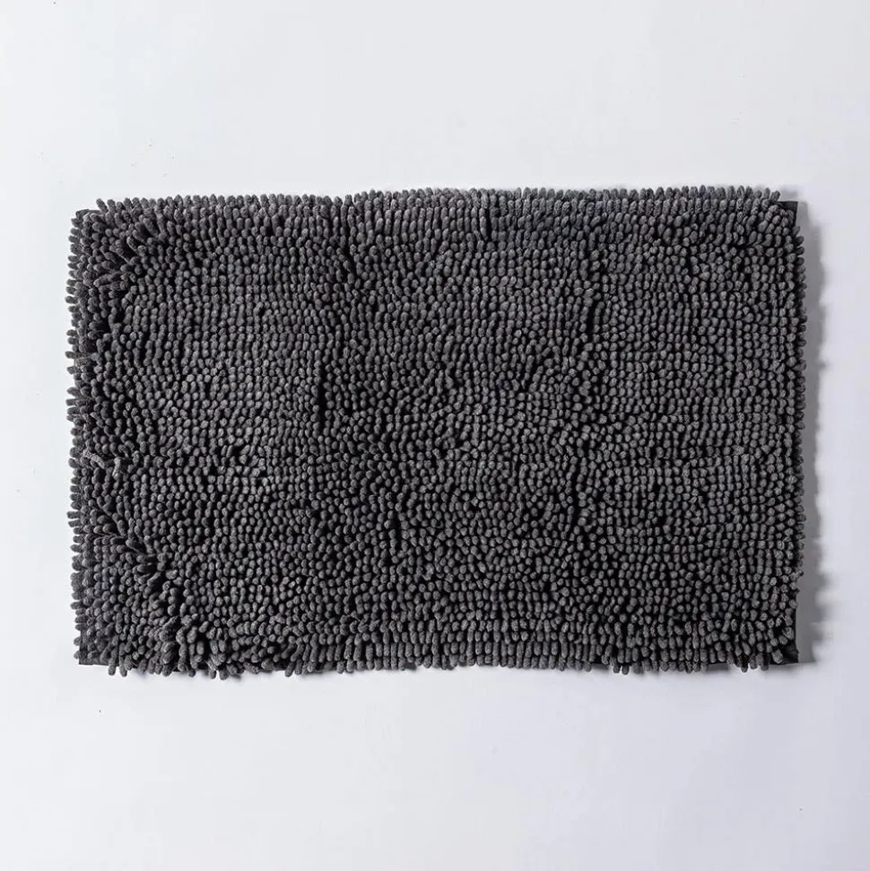 Heritage Home Chenille Noodle Polyester Bathmat 20"x32" (Charcoal)