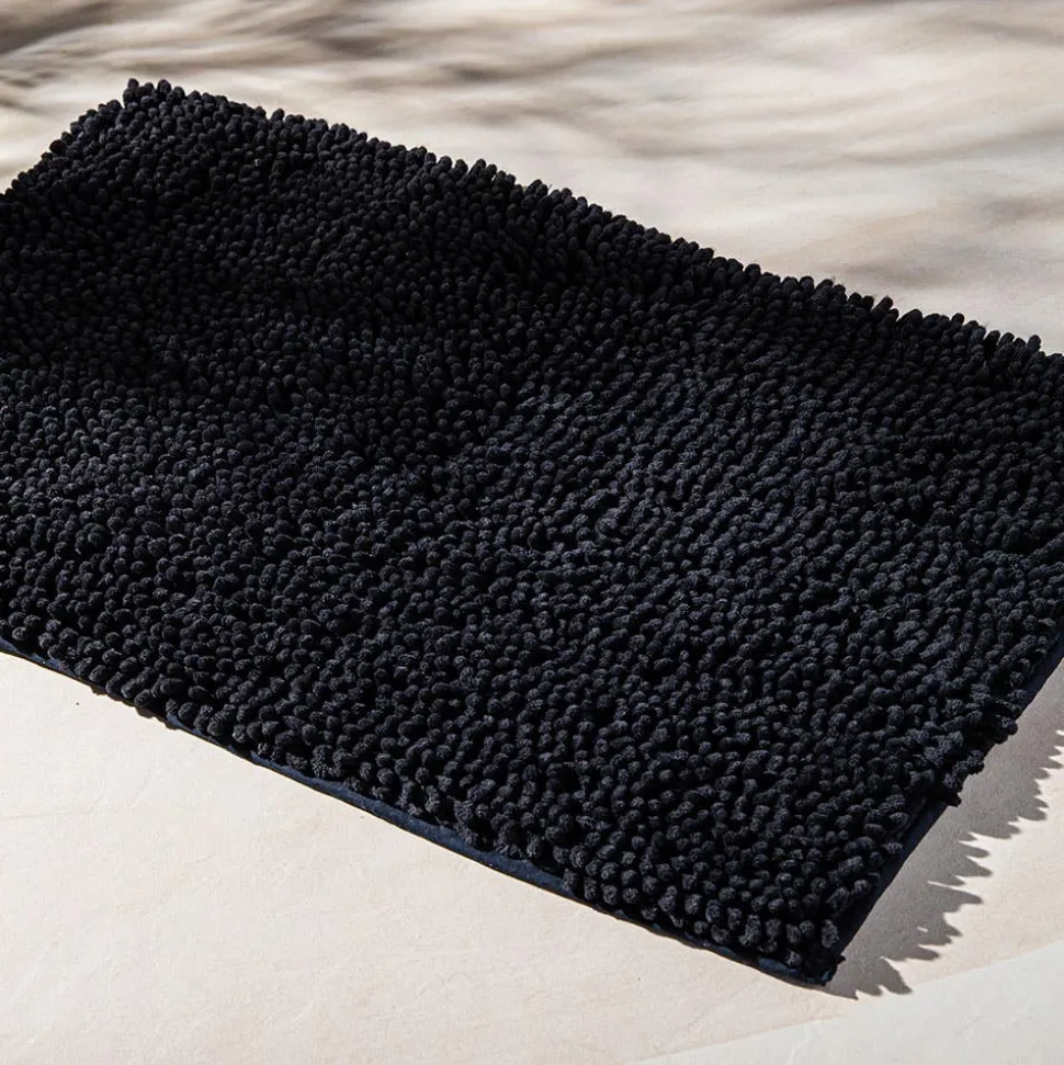 Heritage Home Chenille Noodle Polyester Bathmat 20"x32" (Black)