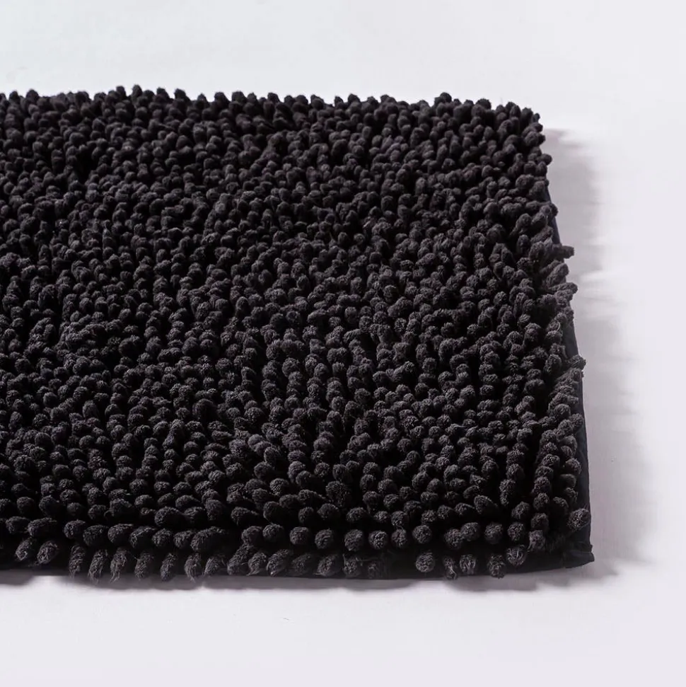 Heritage Home Chenille Noodle Polyester Bathmat 20"x32" (Black)