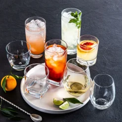 Home Essentials Red Series Glass Round Hi-Ball - Set of 4