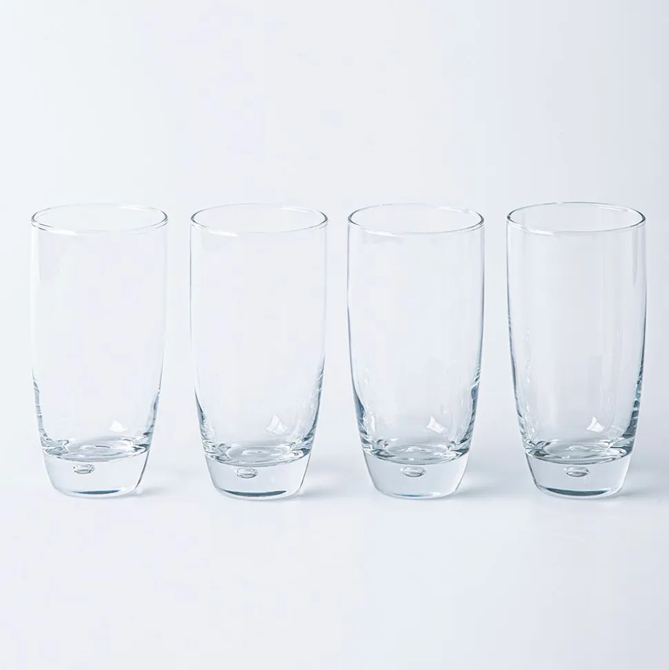 Home Essentials Red Series Glass Round Hi-Ball - Set of 4