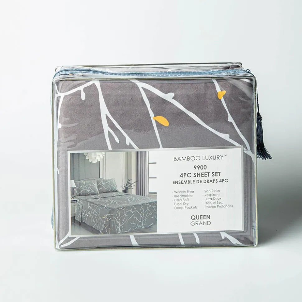 Hotel & Home 'Buds & Branches' Microfiber Sheet 4pc Queen