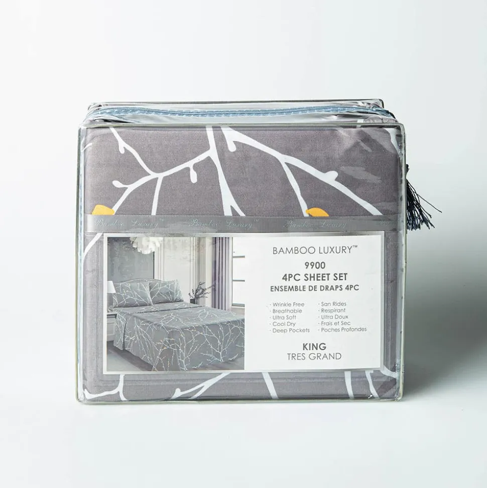 Hotel & Home 'Buds & Branches' Microfiber Sheet 4pc King