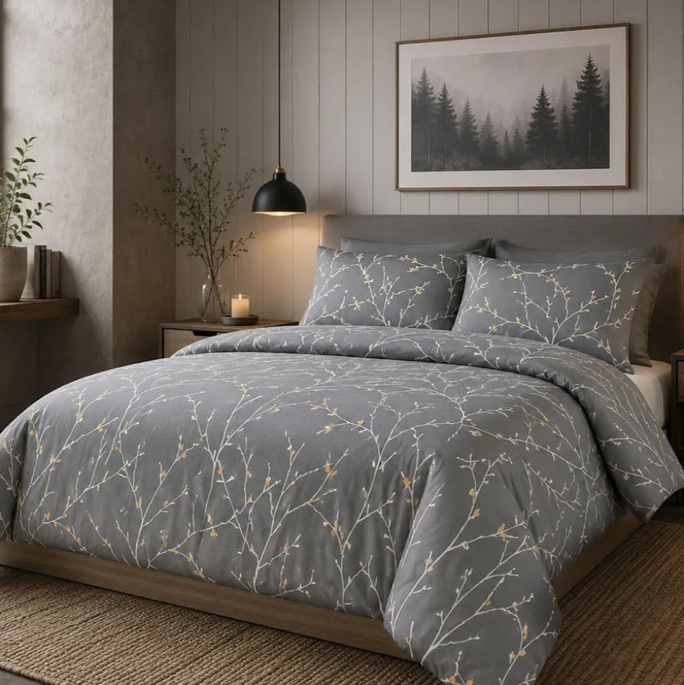 Hotel & Home 'Buds & Branches' Microfiber Duvet Cover 3pc Double/Queen