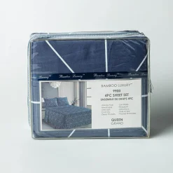 Hotel & Home 'Geometric' Microfiber Sheet 4pc Queen