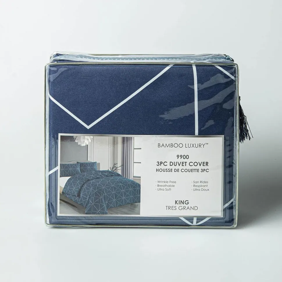 Hotel & Home 'Geometric' Microfiber Duvet Cover 3pc King