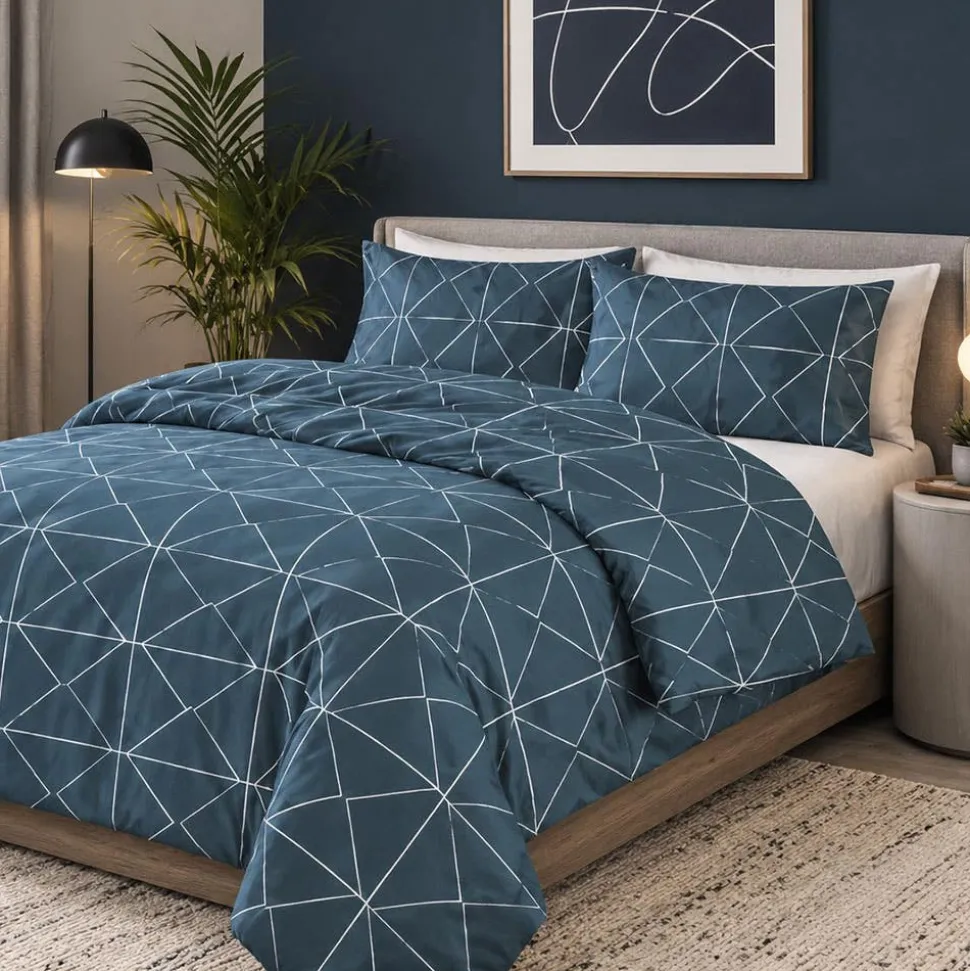 Hotel & Home 'Geometric' Microfiber Duvet Cover 3pc King