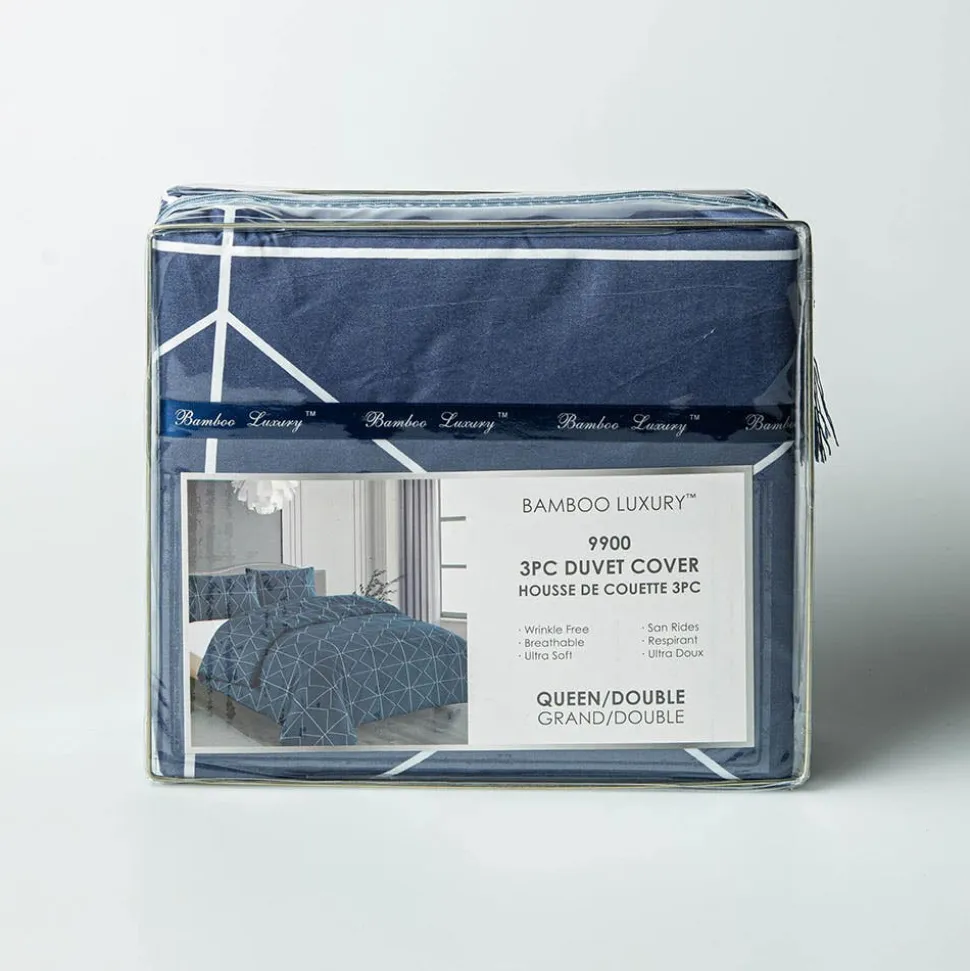 Hotel & Home 'Geometric' Microfiber Duvet Cover 3pc Double/Queen