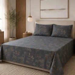 Hotel & Home 'Midnight Bloom' Microfiber Sheet 4pc Queen