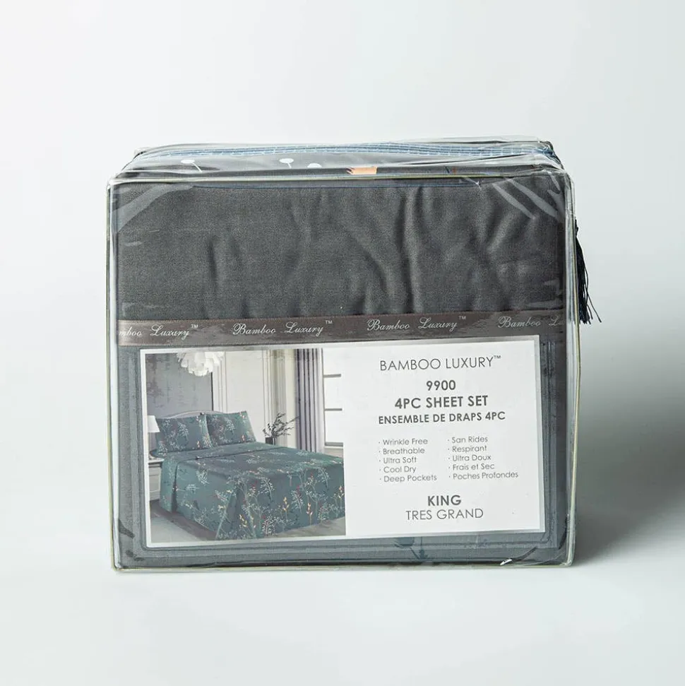 Hotel & Home 'Midnight Bloom' Microfiber Sheet 4pc King