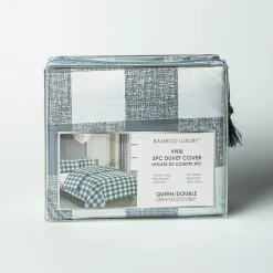 Hotel & Home 'Plaid' Microfiber Duvet Cover 3pc Double/Queen