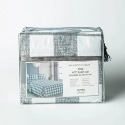 Hotel & Home 'Plaid' Microfiber Sheet 4pc Queen