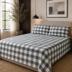 Hotel & Home 'Plaid' Microfiber Sheet 4pc King