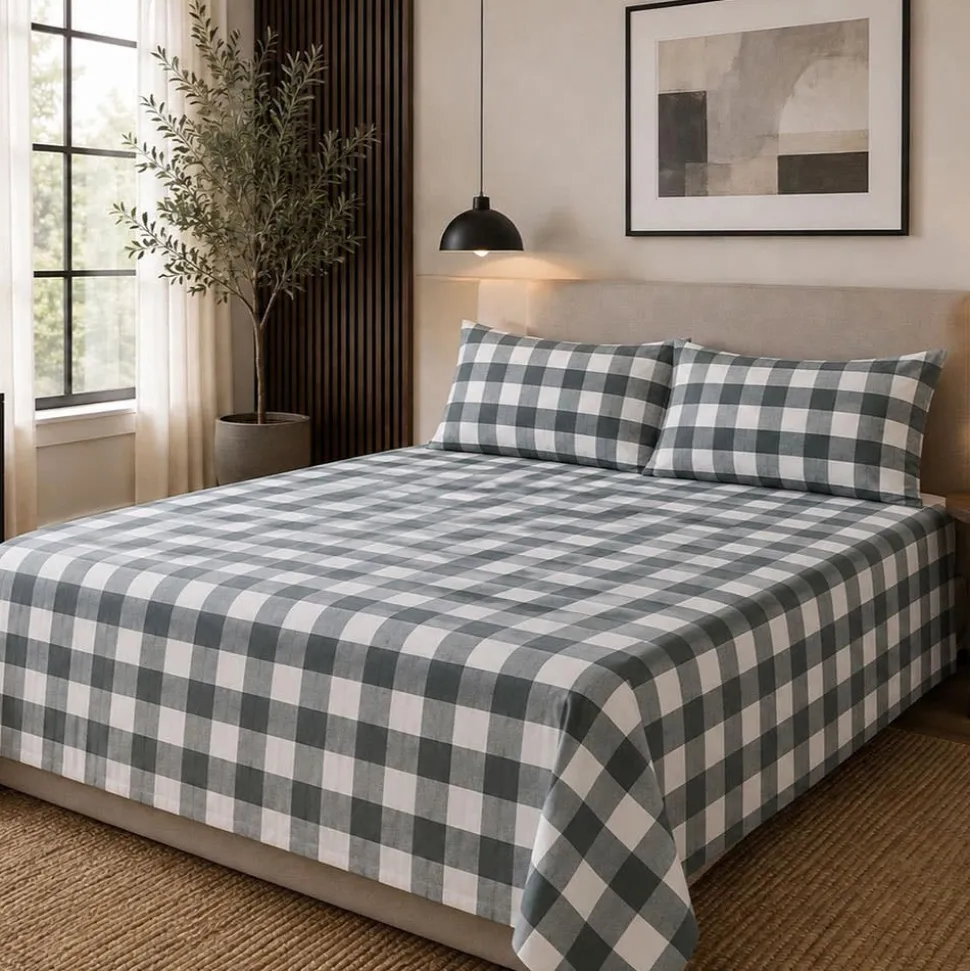 Hotel & Home 'Plaid' Microfiber Sheet 4pc King