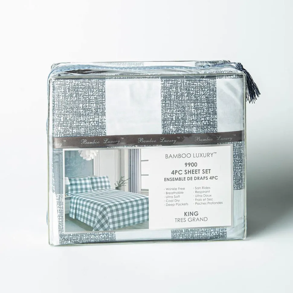 Hotel & Home 'Plaid' Microfiber Sheet 4pc King
