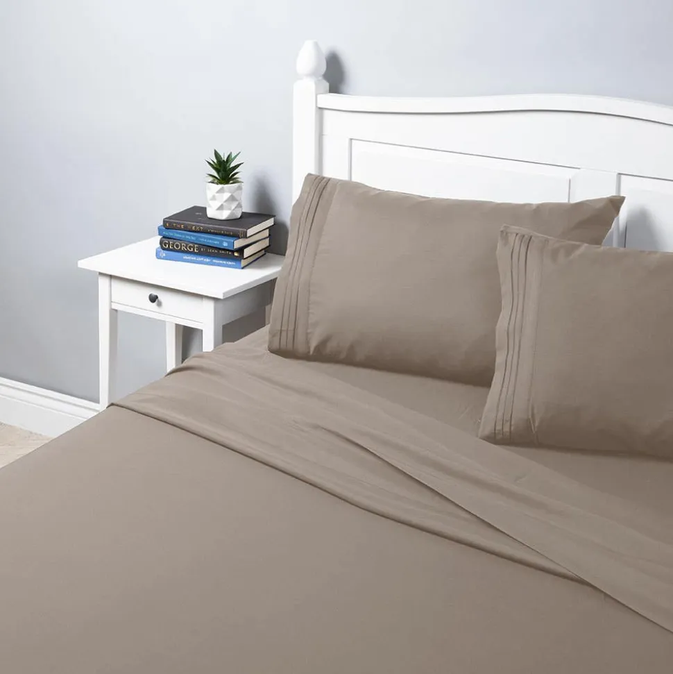 Hotel & Home Ultra-Soft Microfiber King Sheet - Set of 4 (Walnut)