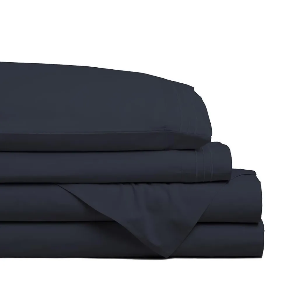 Hotel & Home Ultra-Soft Microfiber King Sheet - Set of 4 (Navy)