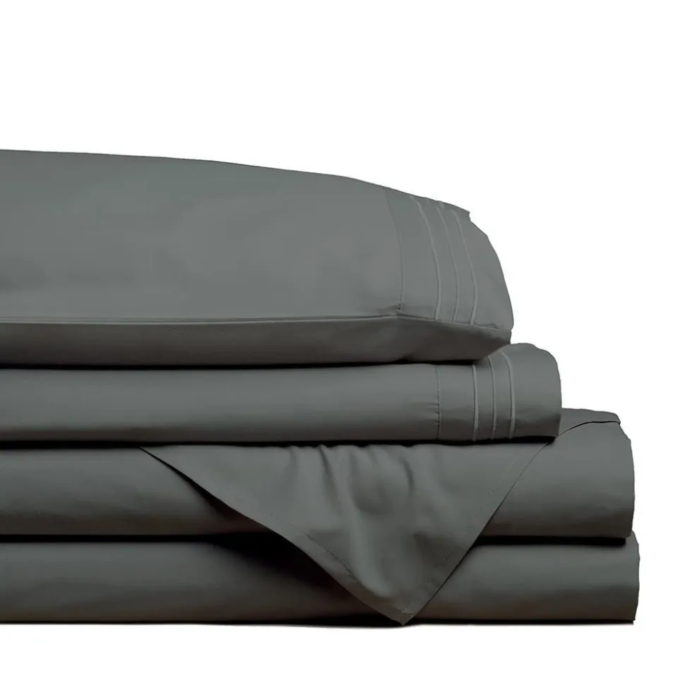 Hotel & Home Ultra-Soft Microfiber Queen Sheet - Set of 4 (Dark Grey)