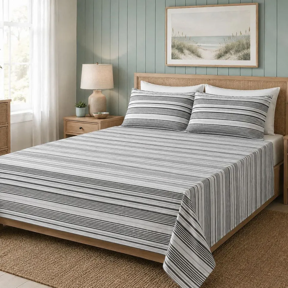 Hotel & Home 'White Striped' Microfiber Sheet 4pc Queen