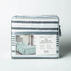 Hotel & Home 'White Striped' Microfiber Sheet 4pc Queen