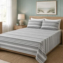 Hotel & Home 'White Striped' Microfiber Sheet 4pc King