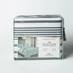 Hotel & Home 'White Striped' Microfiber Duvet Cover 3pc King
