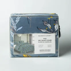 Hotel & Home 'Yellow Lilies' Microfiber Duvet Cover 3pc Double/Queen