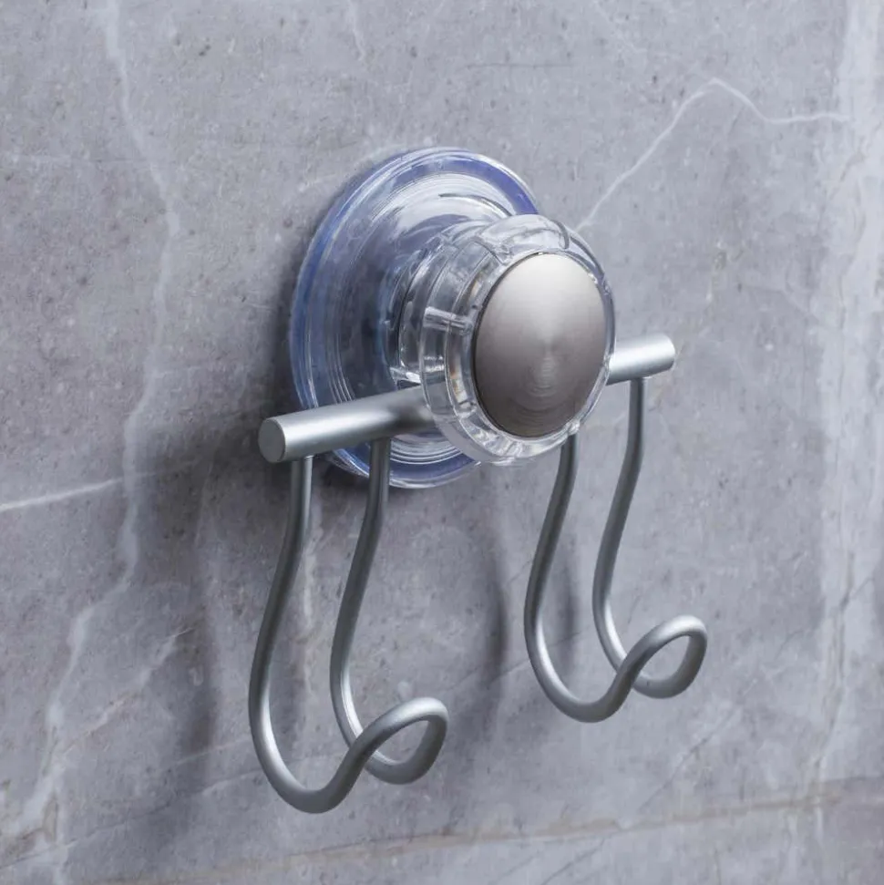 iDesign Metro Turn N Lock Double Hook (Aluminum)